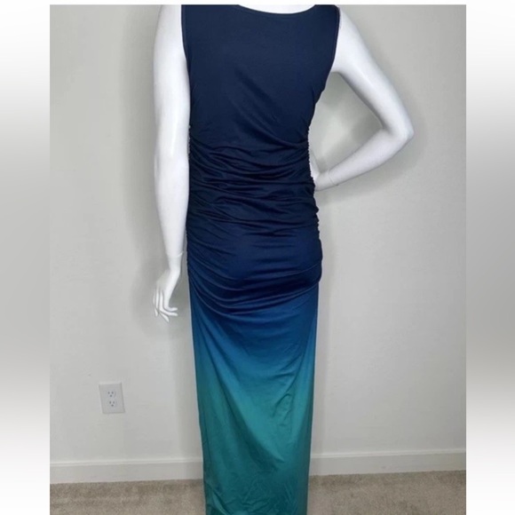 KIMI + KAI MATERNITY SONIA OMBRÉ TEAL MAXI DRESS XS NWOT - Picture 3 of 7